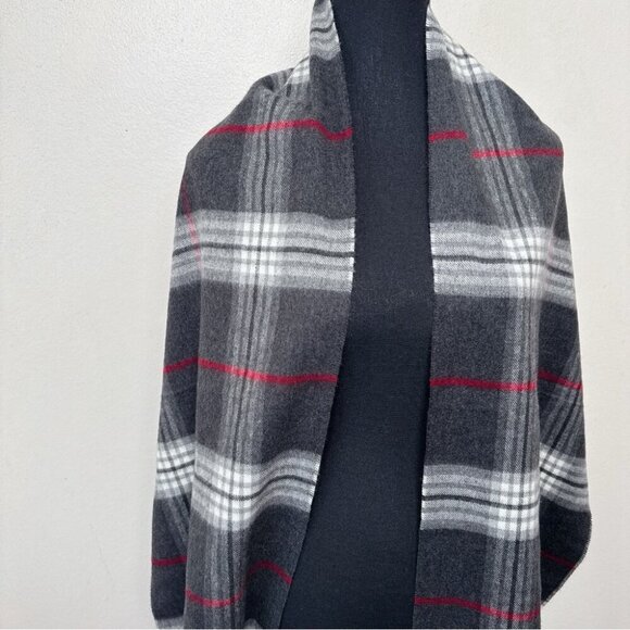 Lord & Taylor Womens One Size Plaid Fringe Beaded Scarf - Picture 7 of 13